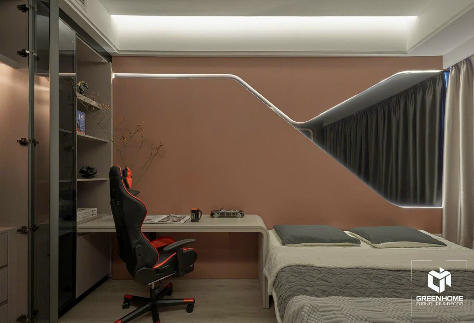 Bố trí đèn LED âm trần chống chói cho phòng khách căn hộ cao cấp