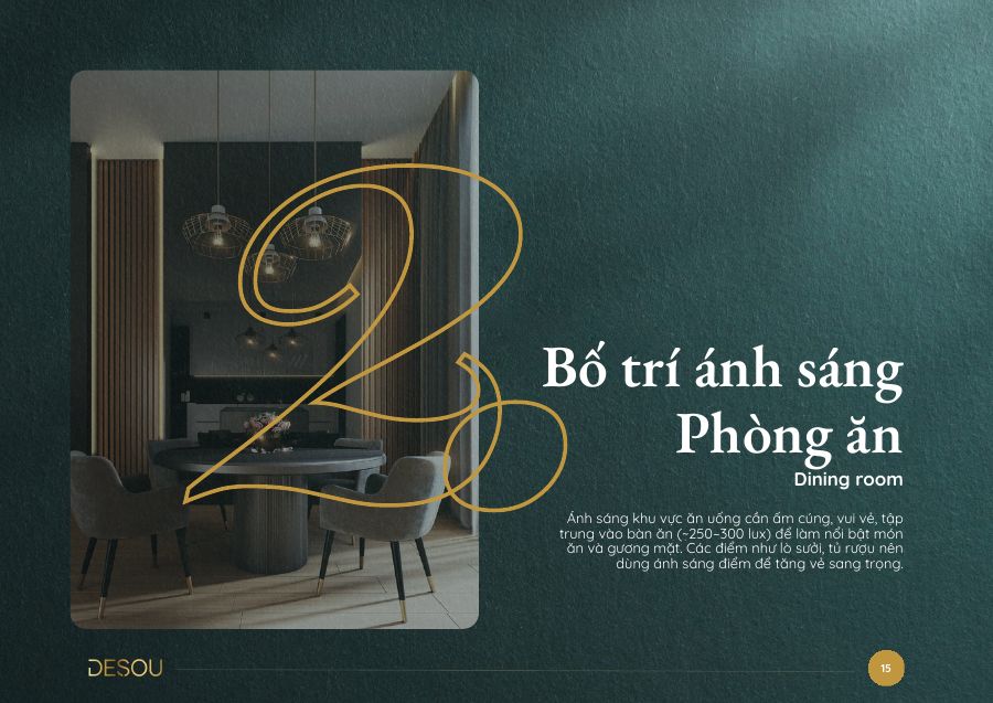 Chương bố trí ánh sáng phòng ăn